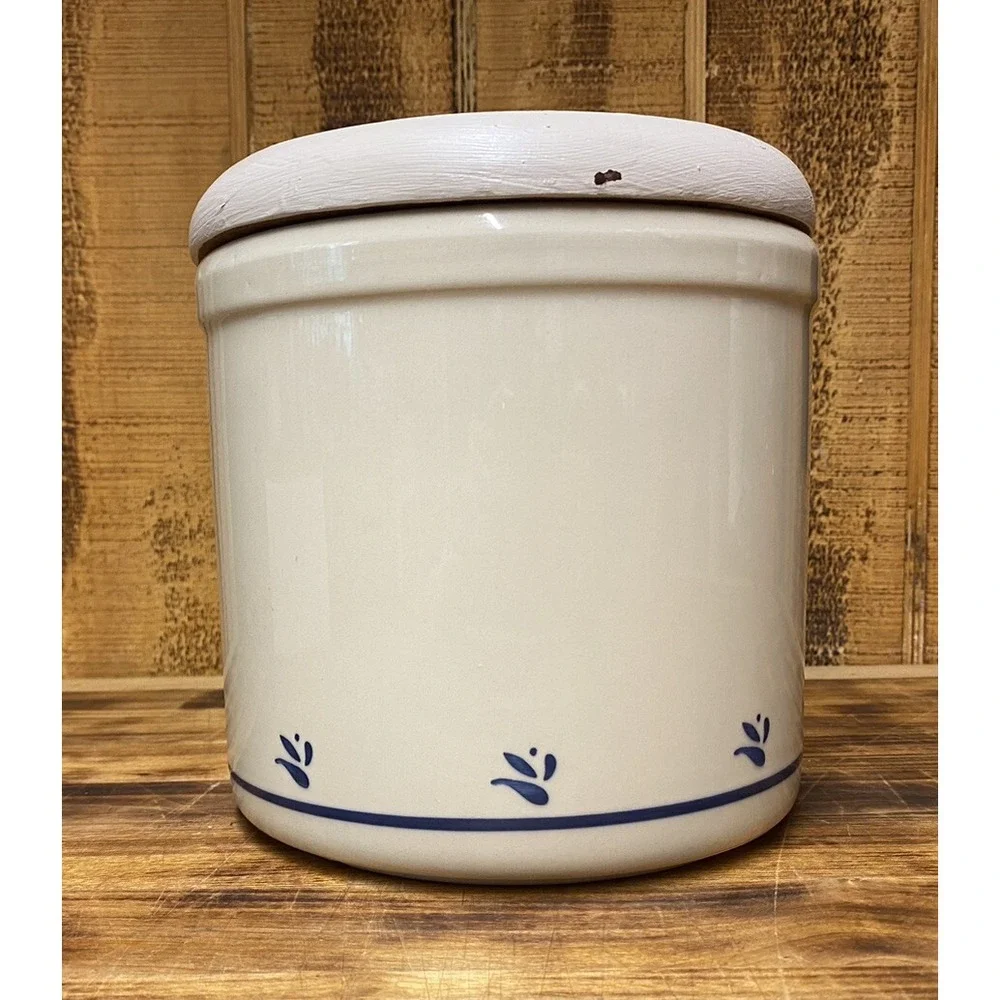 2 quart ceramic crock w/ lid cache pot planter roseville friendship pottery fp‎
